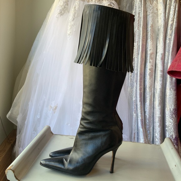 Manolo Blahnik Shoes - Manolo Blahnik pointed toe high heel fringe boot